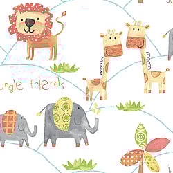 Galerie Wallcoverings Product Code G56023 - Just 4 Kids 2 Wallpaper Collection - Orange Grey Green Colours - Jungle Friends Design