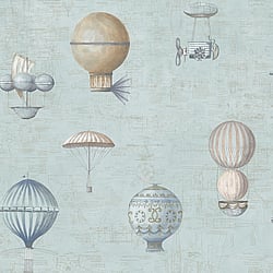 Galerie Wallcoverings Product Code G56200 - Steampunk Wallpaper Collection - Blue Colours - Air Ships Design
