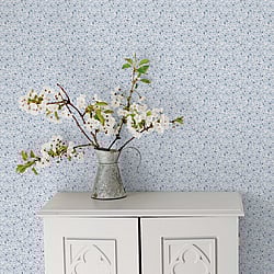 Galerie Wallcoverings Product Code G56668 - Small Prints Wallpaper Collection - Blue Grey White Colours - Mini Mod Floral Design