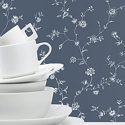 Galerie Wallcoverings Product Code G67863 - Miniatures 3 Wallpaper Collection - Blue White Colours - Floral Trail Design
