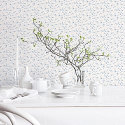 Galerie Wallcoverings Product Code G67887 - Miniatures 3 Wallpaper Collection - Blue White Colours - Small Rose Trail Design