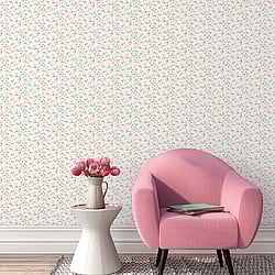 Galerie Wallcoverings Product Code G67889 - Miniatures 3 Wallpaper Collection - Pink Green White Colours - Small Rose Trail Design
