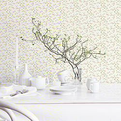 Galerie Wallcoverings Product Code G67891 - Miniatures 3 Wallpaper Collection - Yellow Green White Colours - Small Rose Trail Design
