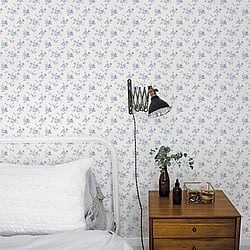 Galerie Wallcoverings Product Code G67892 - Miniatures 3 Wallpaper Collection - Blue White Colours - Medium Rose Trail Design