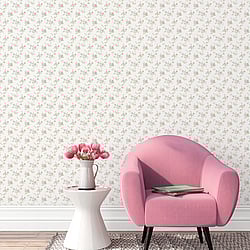 Galerie Wallcoverings Product Code G67896 - Miniatures 3 Wallpaper Collection - Pink White Green Purple Colours - Medium Rose Trail Design