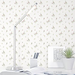 Galerie Wallcoverings Product Code G67918 - Miniatures 3 Wallpaper Collection - Pink White Green Colours - Small Floral Sprig Design