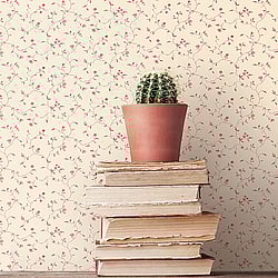 Galerie Wallcoverings Product Code G67925 - Miniatures 2 Wallpaper Collection - Red Cream Colours - Small Floral Trail Design