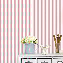 Galerie Wallcoverings Product Code G67930 - Miniatures 2 Wallpaper Collection - Pink White Colours - Ticking Stripe Design