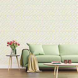 Galerie Wallcoverings Product Code G67936 - Miniatures 3 Wallpaper Collection - Red Yellow Green White Colours - Small Rose Trail Design