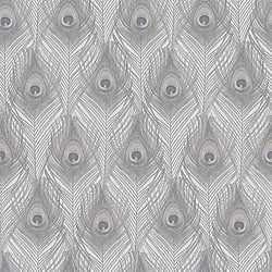 Galerie Wallcoverings Product Code G67977 - Organic Textures Wallpaper Collection - Grey Colours - Peacock Feather Design