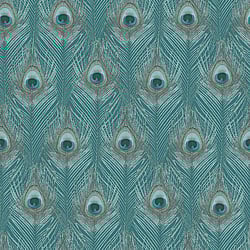 Galerie Wallcoverings Product Code G67978 - Organic Textures Wallpaper Collection - Turquoise Colours - Peacock Feather Design
