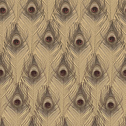 Galerie Wallcoverings Product Code G67980 - Organic Textures Wallpaper Collection - Gold Red Colours - Peacock Feather Design