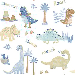 Galerie Wallcoverings Product Code G78363 - Tiny Tots 2 Wallpaper Collection - Blue Beige Colours - Dinosaurs Design
