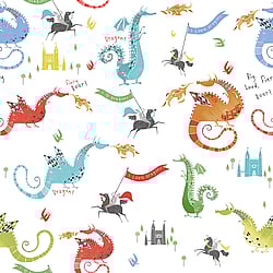Galerie Wallcoverings Product Code G78368 - Tiny Tots 2 Wallpaper Collection - Bright Colours Colours - Dragons Design