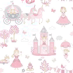 Galerie Wallcoverings Product Code G78371 - Tiny Tots 2 Wallpaper Collection - Pinks Grey Colours - Fairytale Design