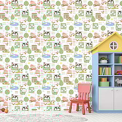 Galerie Wallcoverings Product Code G78377 - Tiny Tots 2 Wallpaper Collection - Primary Colours - Farmland Design