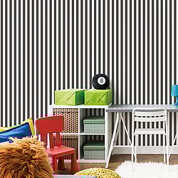 Galerie Wallcoverings Product Code G78399 - Tiny Tots 2 Wallpaper Collection - Black Colours - Regency Stripe Design