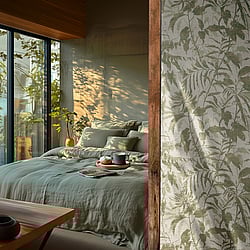 Galerie Wallcoverings Product Code HZ62047 - Horizon Wallpaper Collection - Cream Green Metallic Colours - Cloud Forest Design