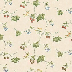 Galerie Wallcoverings Product Code KE29900 - Kitchen Style 3 Wallpaper Collection - Yellow Cream Green Red Blue Colours - Strawberry and Ivy Trail Design