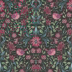 Galerie Wallcoverings Product Code MC61004 - Maison Charme Wallpaper Collection - Green, Pink, Black Colours - Step into a world of quintessential French chicness with this mesmerizing print. Immerse yourself in its exquisite details, where blossoms, wispy leaves and graceful birds intertwine, evoking the essence of spring. This elegant print breathes life into every room it graces, infusing your space with warmth, charm, and a touch of timeless beauty. Let this gorgeous floral and bird motif transport you to a realm of captivating allure and enchantment. Design