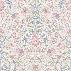 Galerie Wallcoverings Product Code MC61008 - Maison Charme Wallpaper Collection - Green, Pink, White, Blue Colours - Step into a world of quintessential French chicness with this mesmerizing print. Immerse yourself in its exquisite details, where blossoms, wispy leaves and graceful birds intertwine, evoking the essence of spring. This elegant print breathes life into every room it graces, infusing your space with warmth, charm, and a touch of timeless beauty. Let this gorgeous floral and bird motif transport you to a realm of captivating allure and enchantment. Design