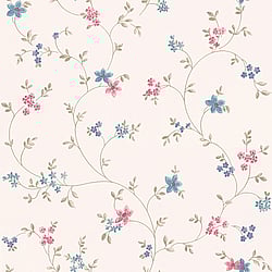 Galerie Wallcoverings Product Code MC61021 - Maison Charme Wallpaper Collection - Blue, Green, Pink, Cream Colours - A stylish floral wallpaper with an old fashioned, wispy trail of petit flowers.  Will suit a more traditional setting perfectly with its country cottage charm. The beauty of this vinyl wallpaper is not only will it add texture to your walls, but it will also cover slight imperfections, giving your room the finish you want. So whether you are looking for a floral wallpaper for a living room, bedroom or dining room, this paper could be your perfect choice. Design