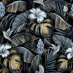 Galerie Wallcoverings Product Code NHW1003 - Enchanted Wallpaper Collection - Blue Tan Black Colours - Samana Blue Design