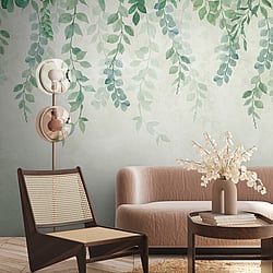 Galerie Wallcoverings Product Code WH45272M - Welcome Home Murals Wallpaper Collection - Cream, Grey, Green Colours - Cascading Botanical Vines Design