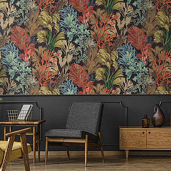 Galerie Wallcoverings Product Code 26737 - Tropical Wallpaper Collection - Blackberry Colours -  