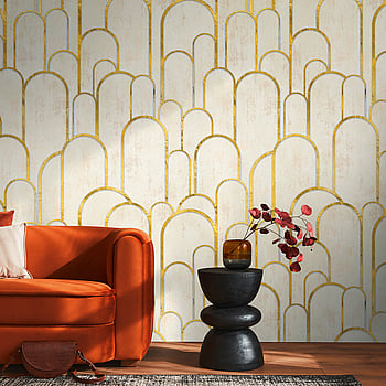 Galerie Wallcoverings Product Code WH45224M - Welcome Home Murals Wallpaper Collection - Cream, Yellow, Metallic Colours -  